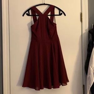 Forevermore Burgundy Skater Dress